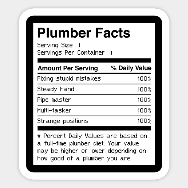 Nutrition Facts | Funny Plumber Gift Sticker by MeatMan